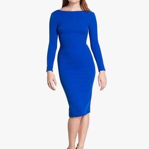 Dress the Population Royal Blue Long Sleeve Midi Dress